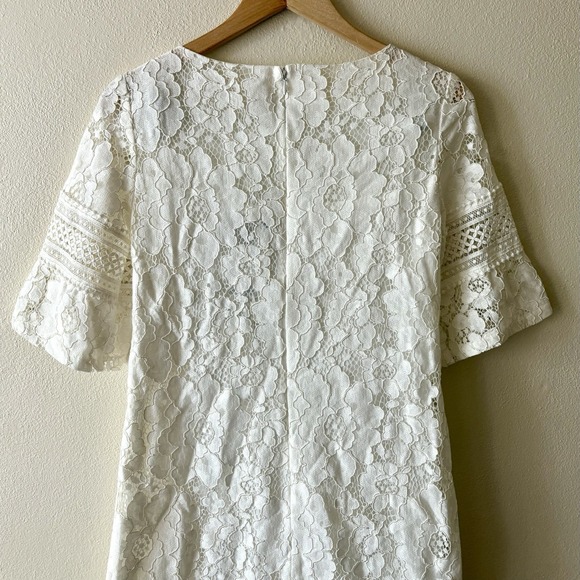 NEW Lauren Ralph Lauren Cream Ivory Lace‎ Dress Boat Neck Cotton Blend Women's 2 - Picture 10 of 12